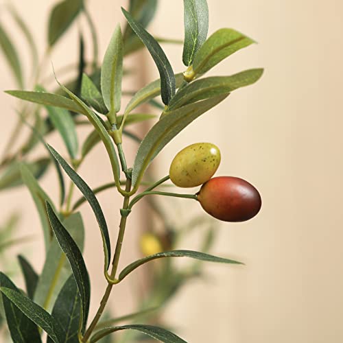 Artificial Olive Tree 6FT Tall Faux Silk Plant for Home Office Decor Indoor Fake Potted Tree with Natural Wood Trunk and Lifelike Fruits