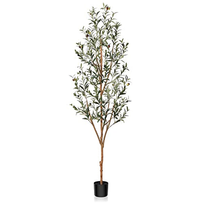 Artificial Olive Tree 6FT Tall Faux Silk Plant for Home Office Decor Indoor Fake Potted Tree with Natural Wood Trunk and Lifelike Fruits