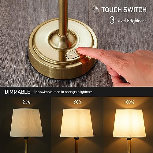 Lampe de table LED sans fil avec variateur, batterie rechargeable intégrée, luminosité à 3 niveaux