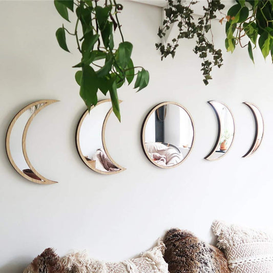 5 pièces de miroir décoratif mural en acrylique de style scandinave naturel pour la décoration intérieure