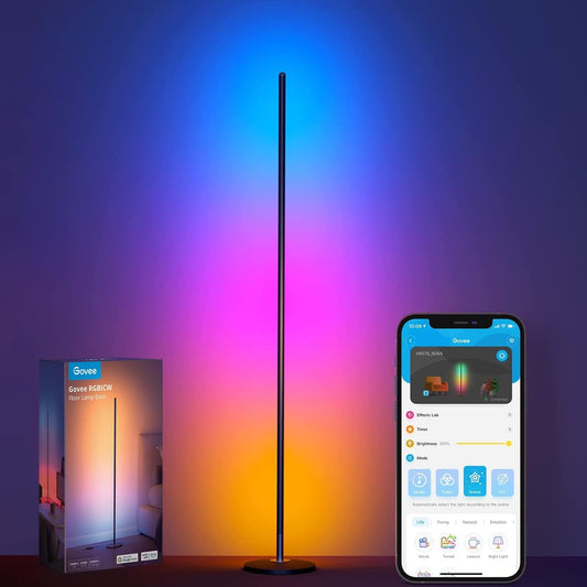 Lampadaire RGBIC, lampe d'angle LED fonctionne avec Alexa