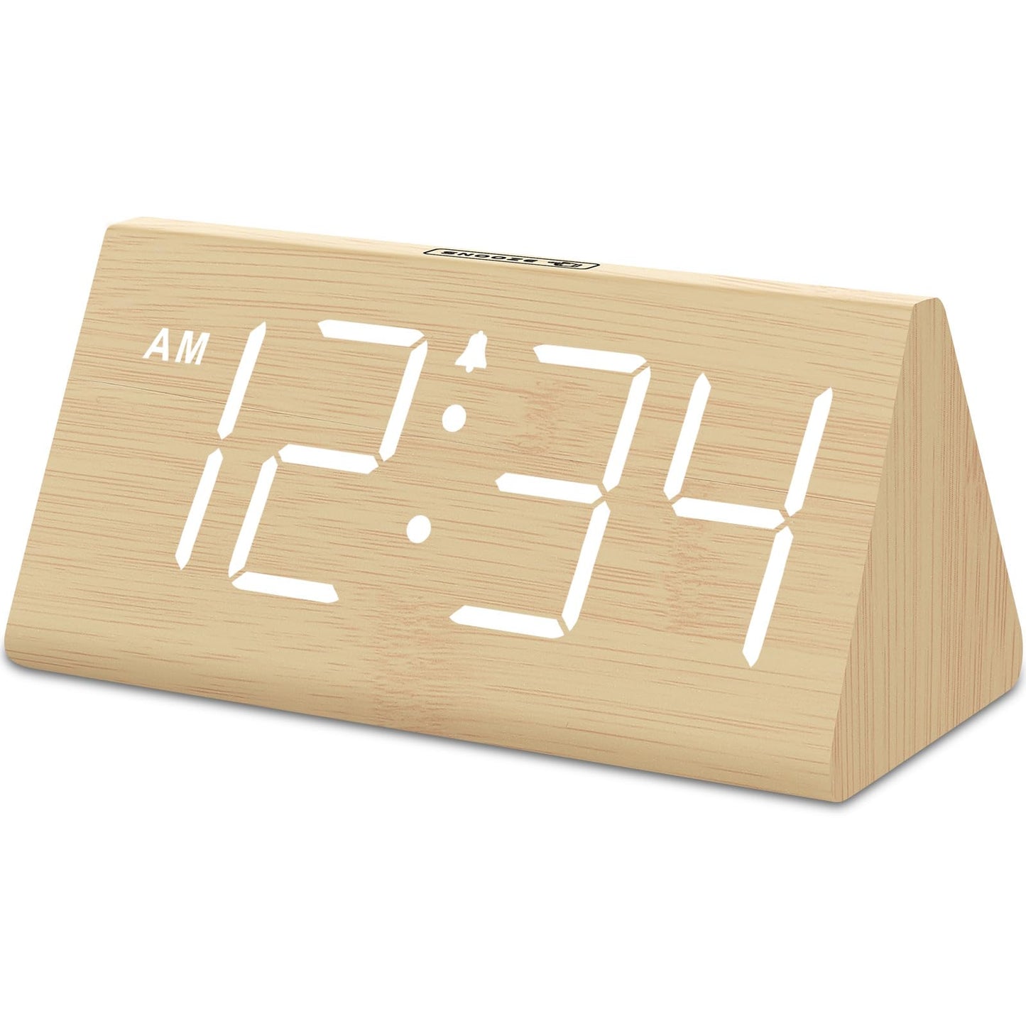 Réveils numériques en bois pour chambres à coucher – Horloge de bureau électrique avec grands chiffres, port USB