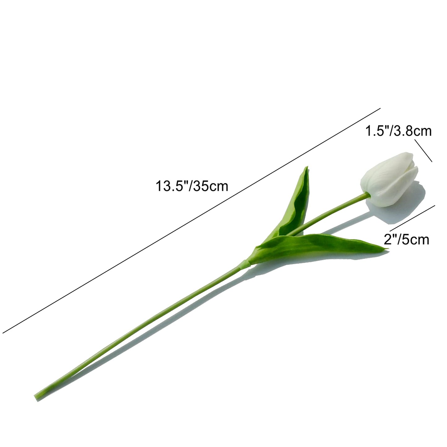 Lot de 20 tulipes artificielles blanches en soie de 34,3 cm