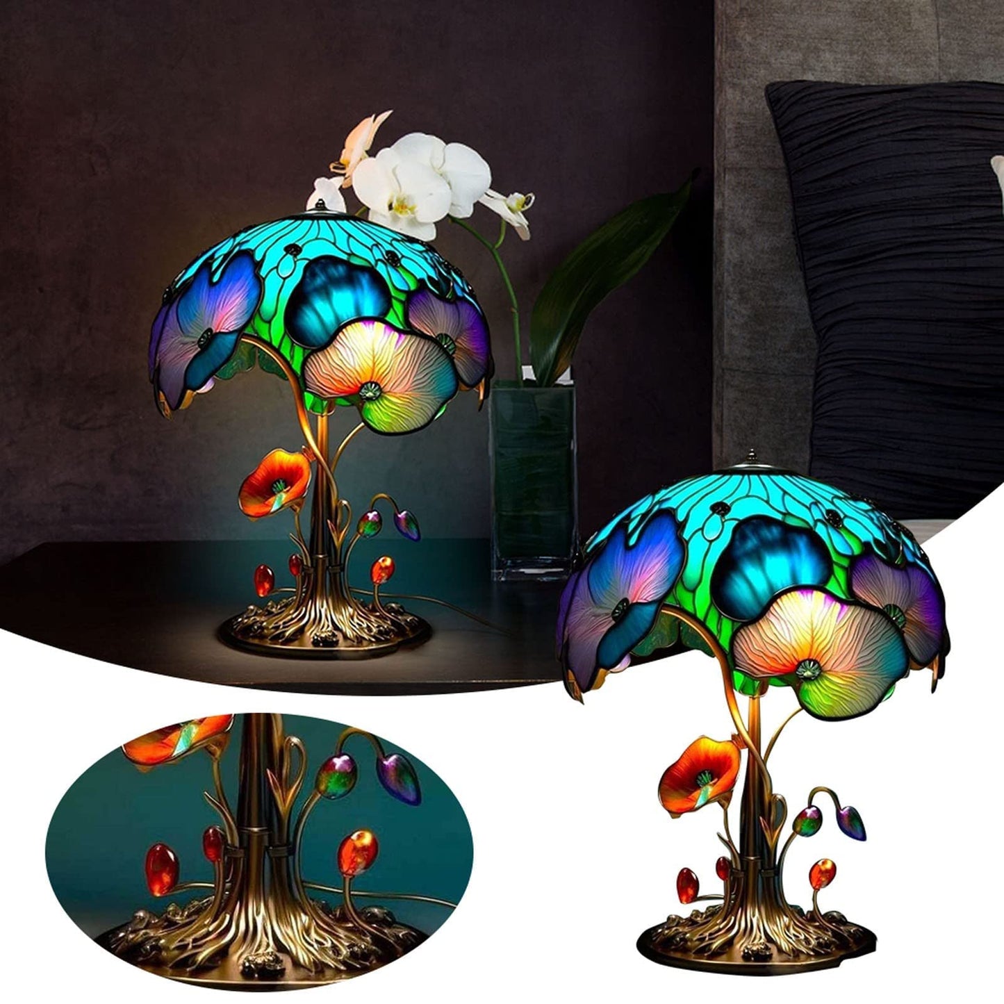 Lampe de table en forme de champignon peint