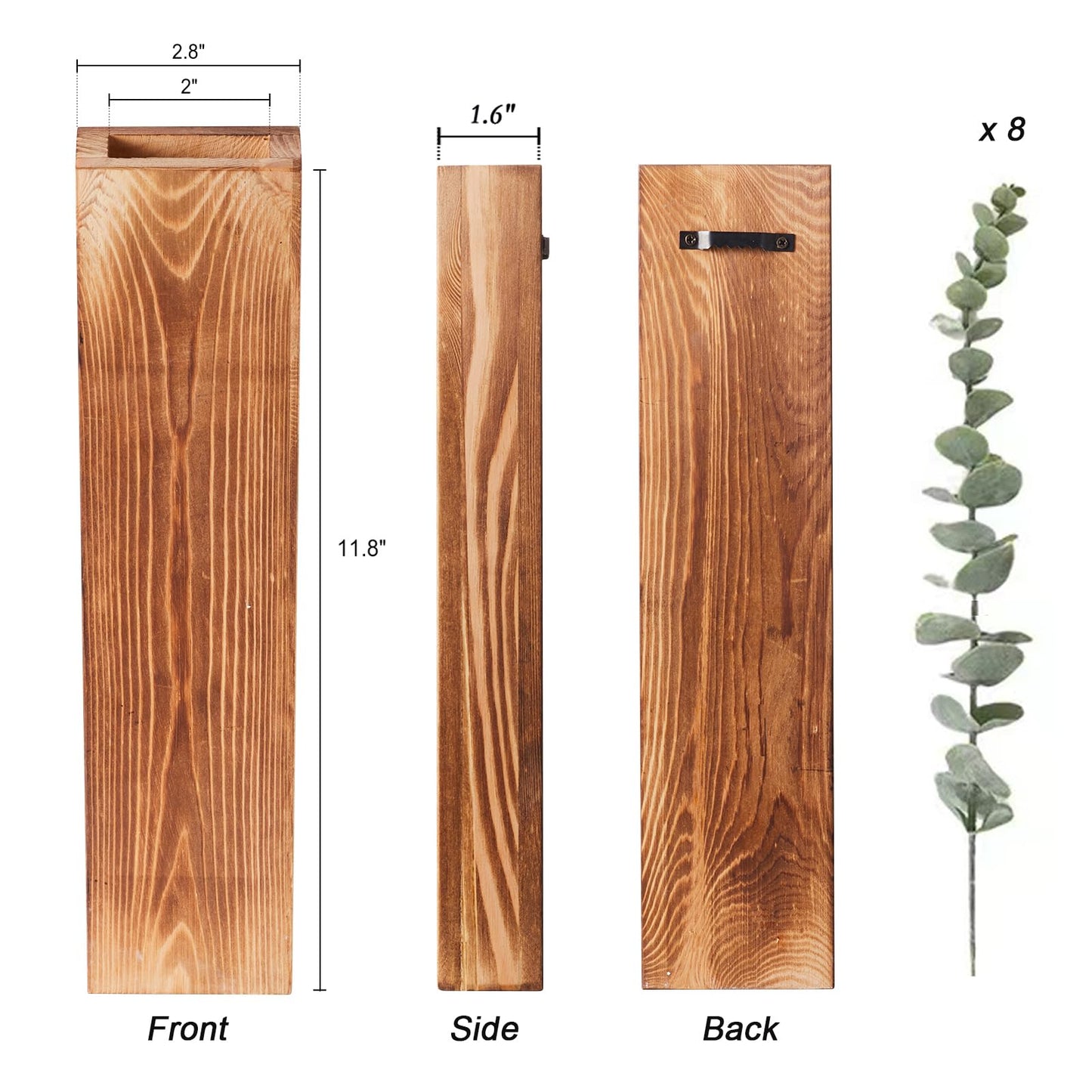 Jardinières murales en bois avec eucalyptus artificiel (lot de 4)