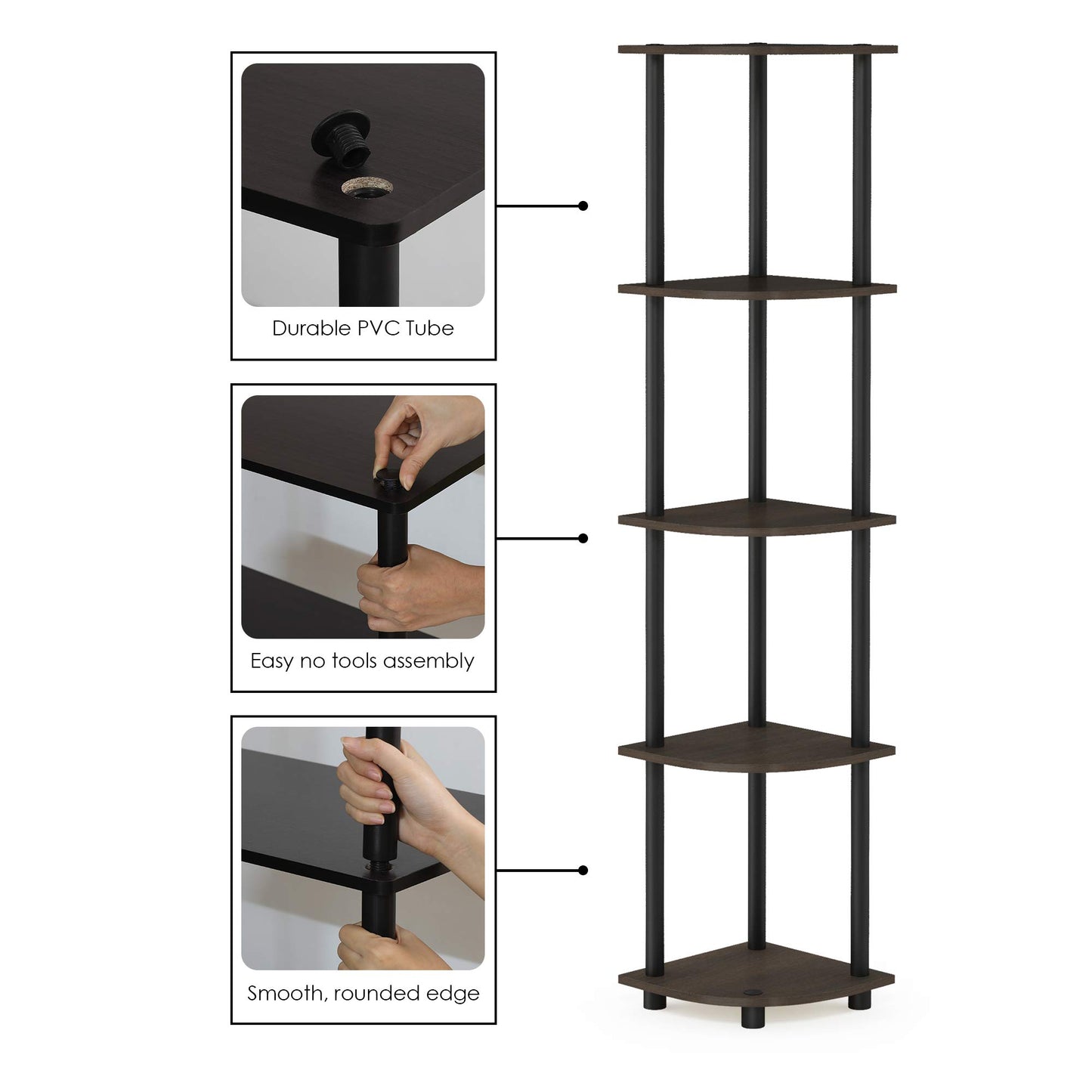 Étagère d'angle polyvalente Turn-N-Tube à 5 niveaux