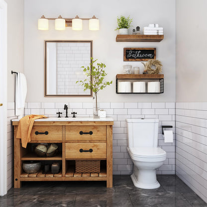 Étagères décoratives de salle de bain au-dessus des toilettes