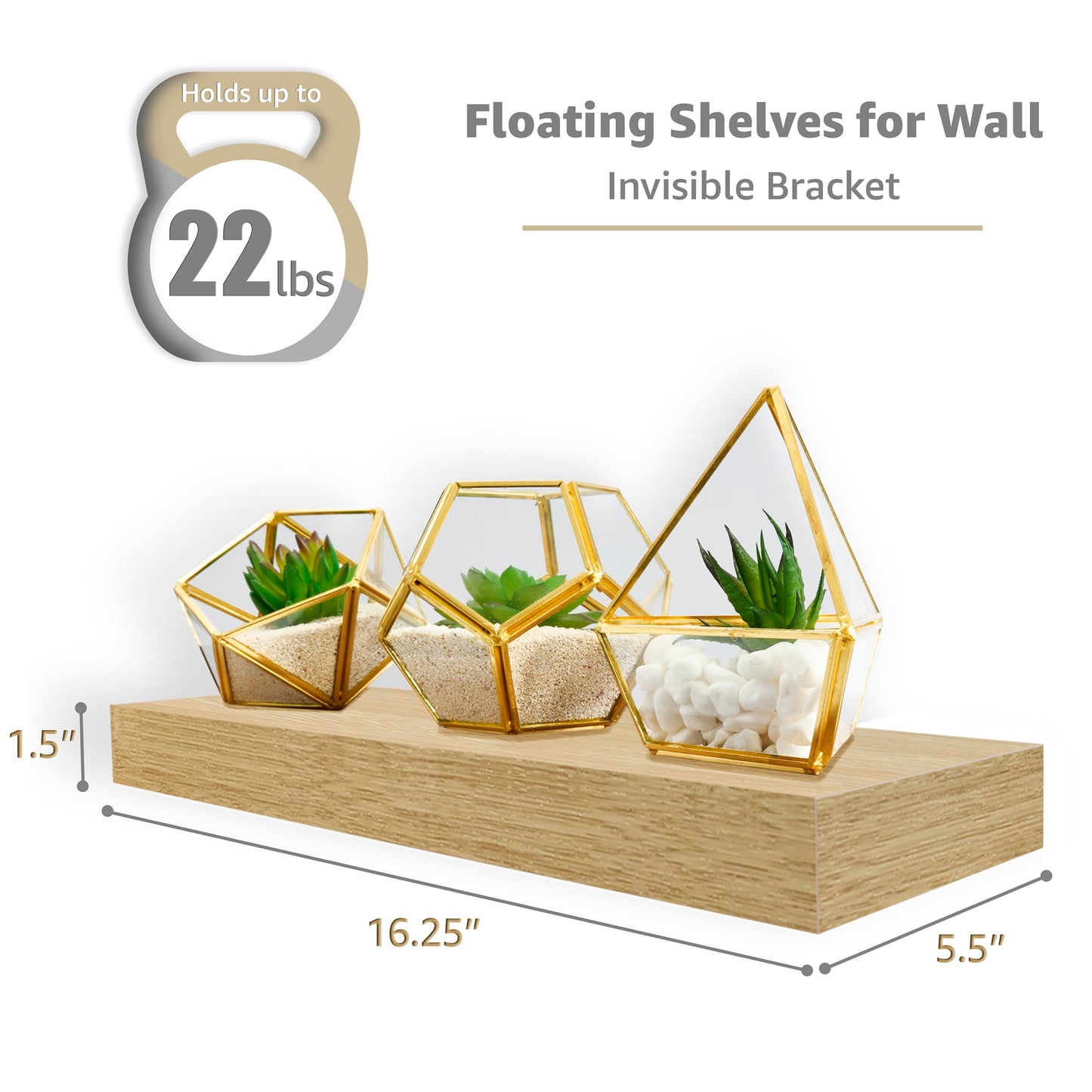 Floating Shelves for Wall, Bathroom Shelves Wall Mounted (Maple Wood, 3 Pack)