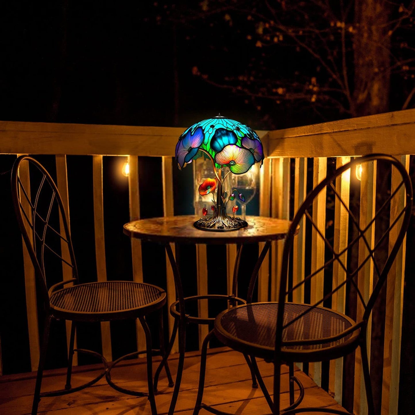 Lampe de table en forme de champignon peint