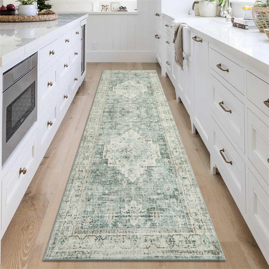 Sage Green Runner Rug Non Slip 2.5x8