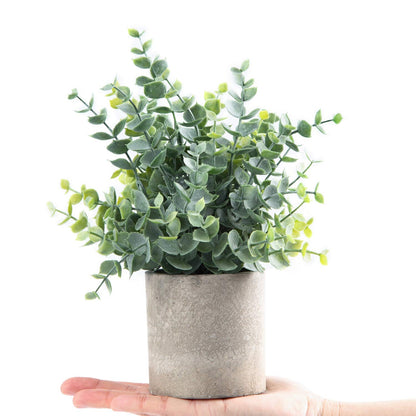 Lot de 2 petites plantes artificielles en pot d'eucalyptus pour étagère, bureau, maison, salle de bain, ferme, table basse, décoration (vert sauge)