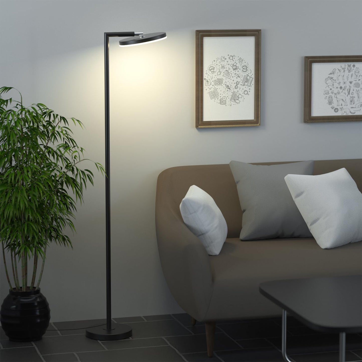 Lampadaires pour salon, lampe sur pied moderne à LED, lampe d'angle de 70 pouces de hauteur avec télécommande/tactile