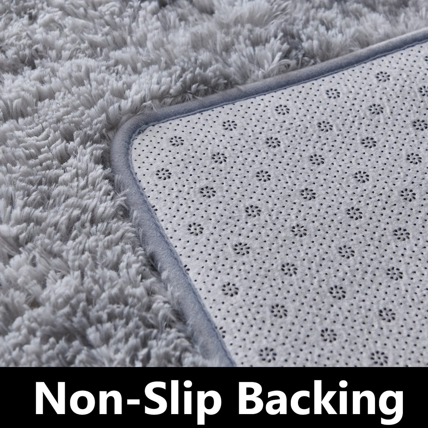 Tapis Shag, 4'x6', teint par nouage, gris clair, tapis d'intérieur ultra doux en peluche pour le salon