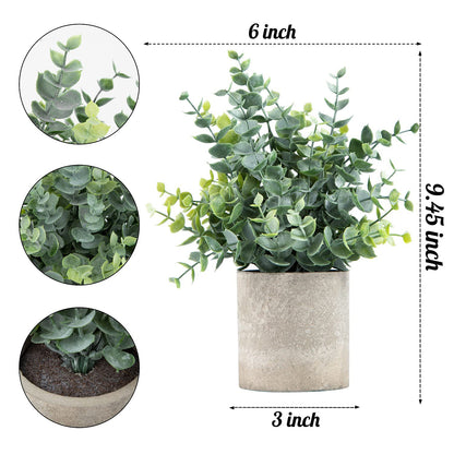 Lot de 2 petites plantes artificielles en pot d'eucalyptus pour étagère, bureau, maison, salle de bain, ferme, table basse, décoration (vert sauge)