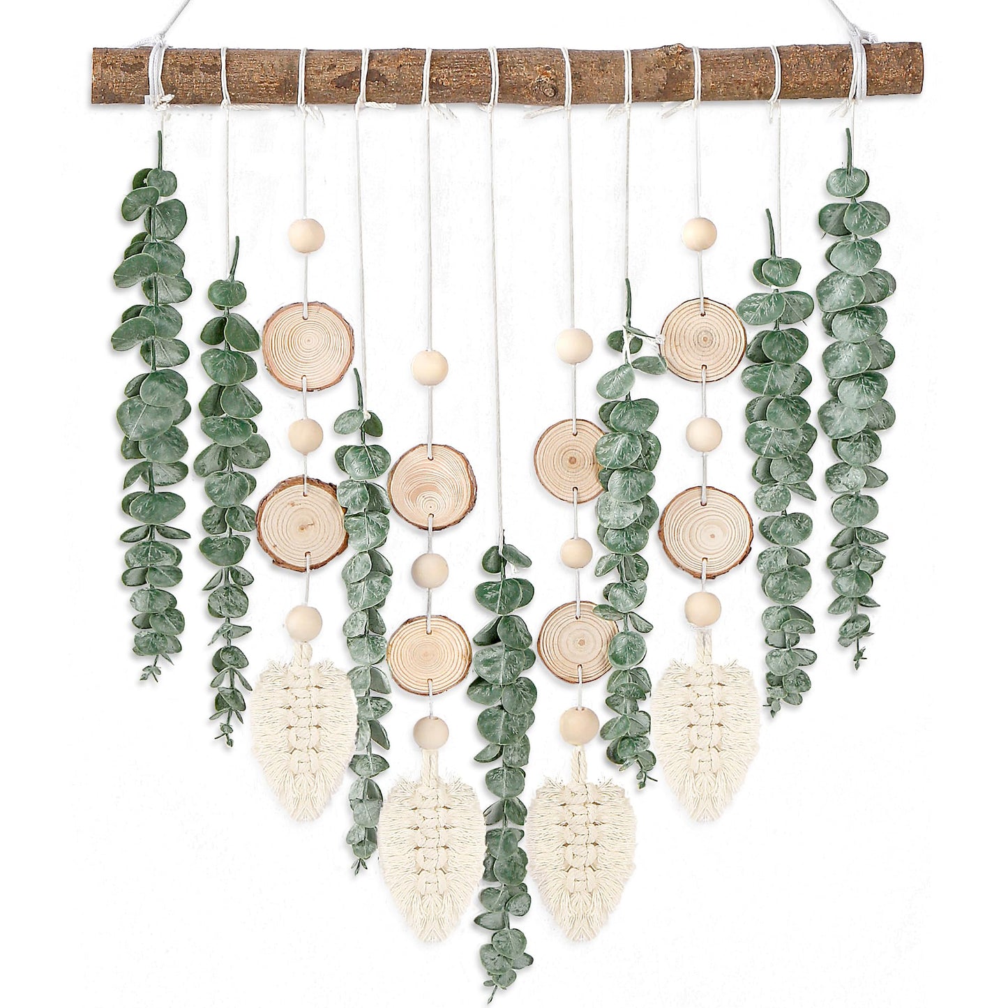 21’’ Eucalyptus Wall Hanging Decor Artificial Eucalyptus Plant Fake Greenery Leaves Boho Wall Decor with Wooden Stick