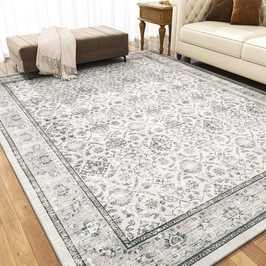 8x10 Washable Area Rug for Living Room Bedroom Grey